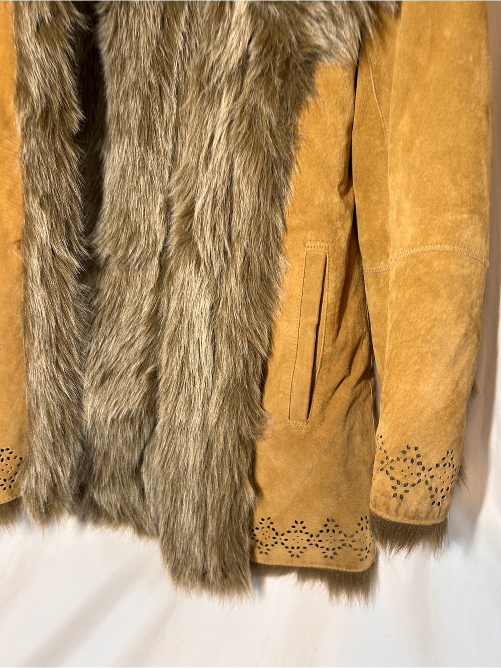 Vintage db studio suede coat with vegan fur hippie bohemian penny lane coat vtg - Picture 3 of 14